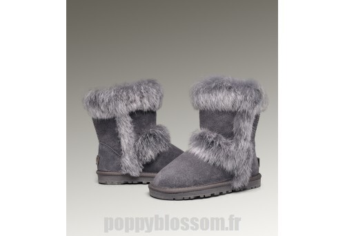 Bottes Ugg Exclusive-049 court en fourrure de renard gris